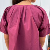 Everywhere Pleated Tie Top - Dark Cherry