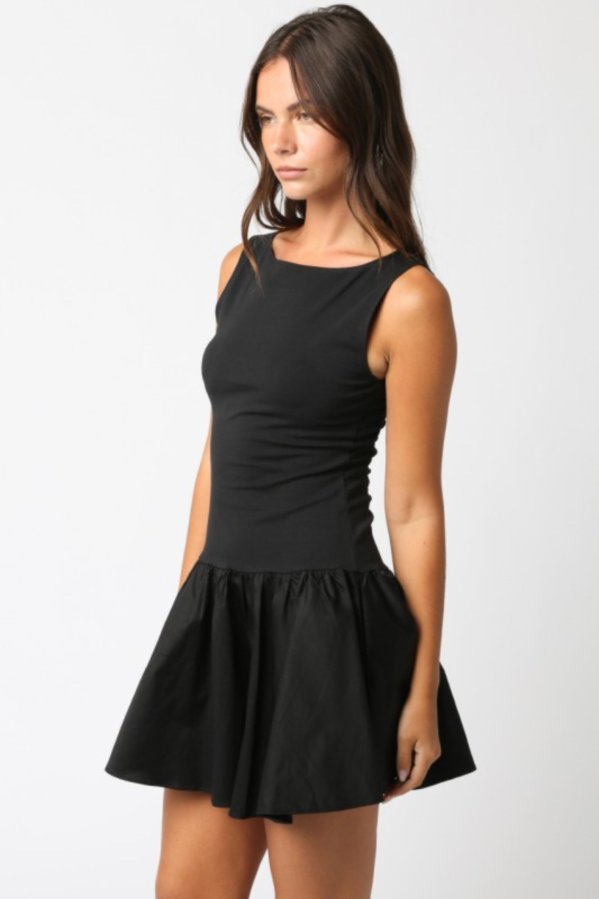 Gracie Drop Waist Mini Dress - Black