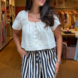 Sally Square Neck Top - White