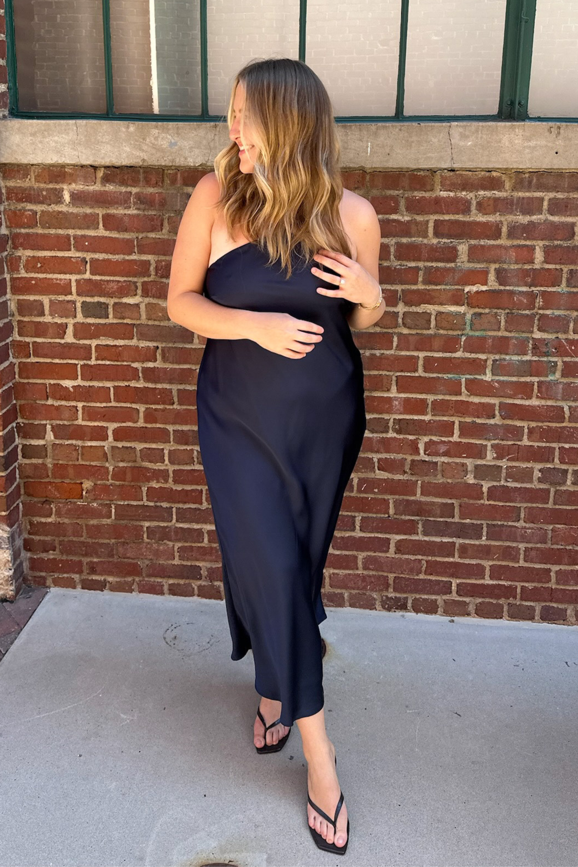 Peggy Halter Midi Dress - Navy