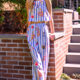 Isa Beach Striped Top + Pant Set - Blue