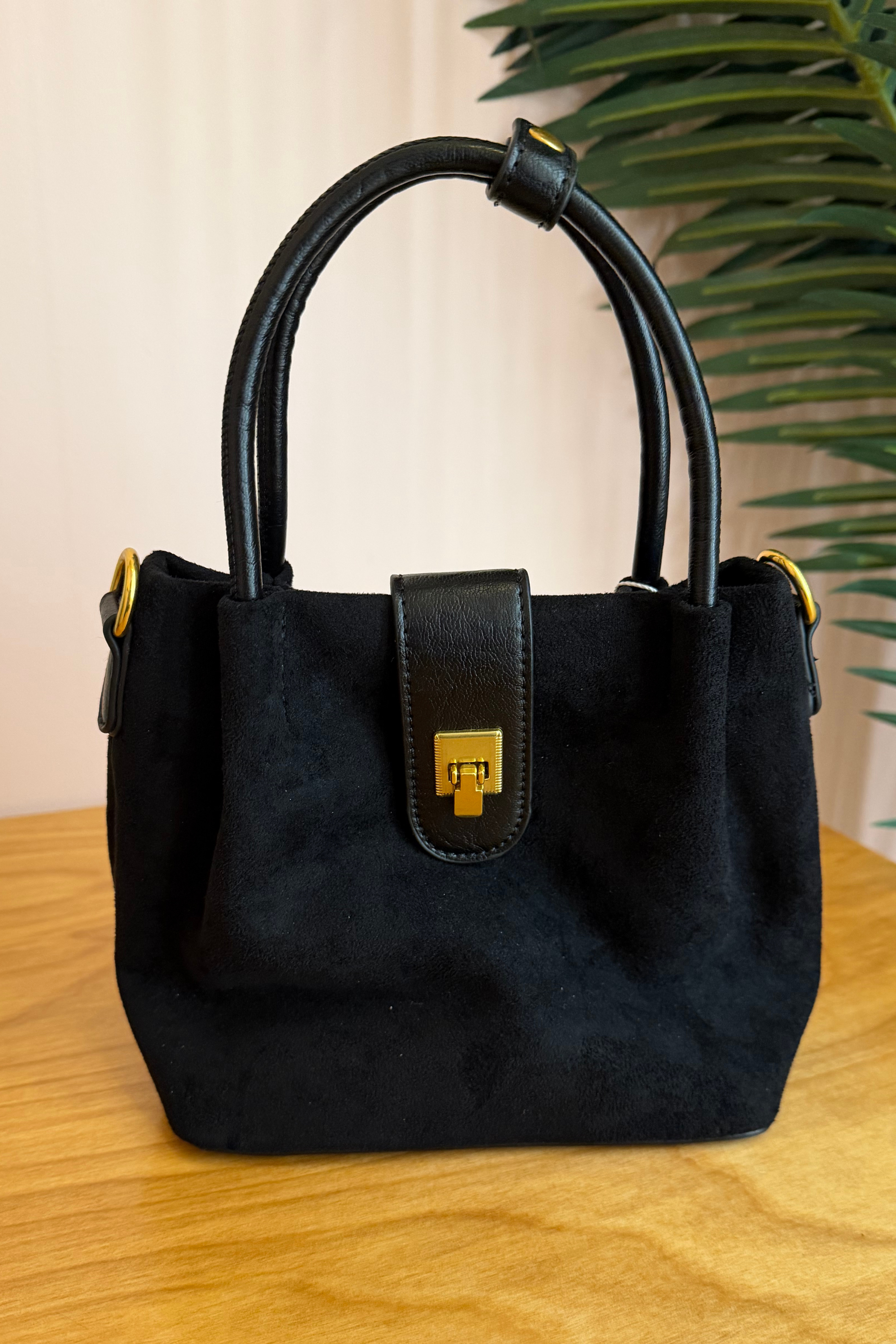 Ellie Suedelike Top Handle Crossbody - Black