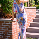 Isa Beach Striped Top + Pant Set - Blue