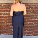 Peggy Halter Midi Dress - Navy