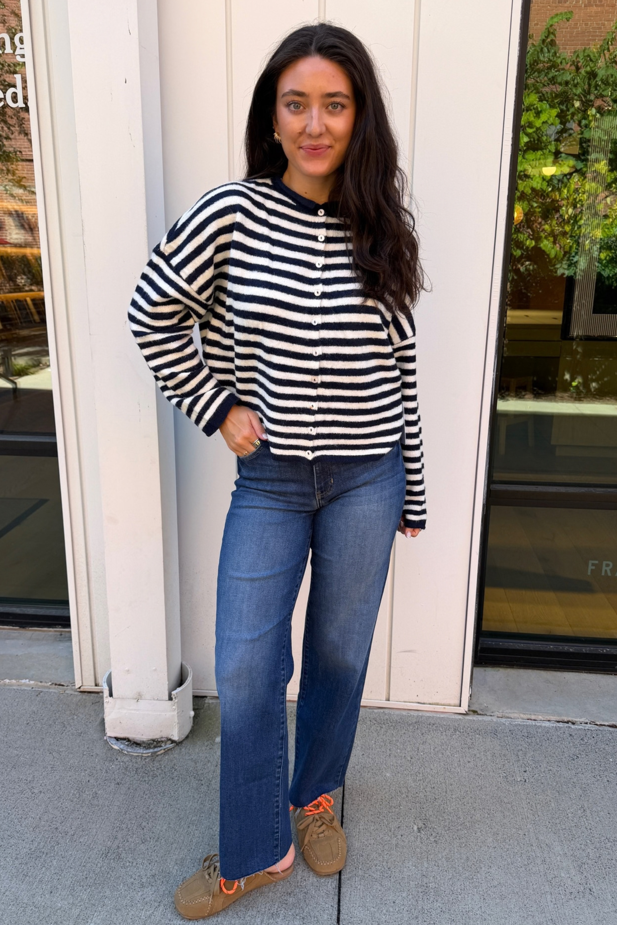 Tommie Stripe Cardigan - Navy