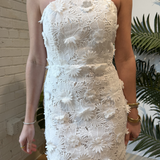 3D Floral Strapless Mini Dress - Off White