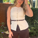 Anna Belted Vest - Ivory