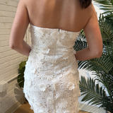 3D Floral Strapless Mini Dress - Off White