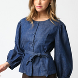 Brielle Denim Button Down Tie Top - Denim