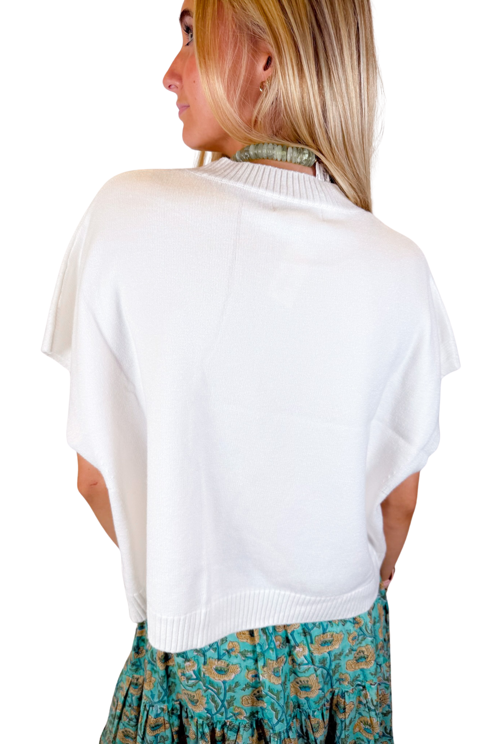Ainsley Short Sleeve Knit Sweater - Ivory