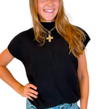 Jen Mockneck Knit Top - Black