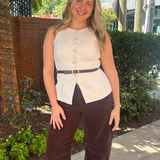 Anna Belted Vest - Ivory