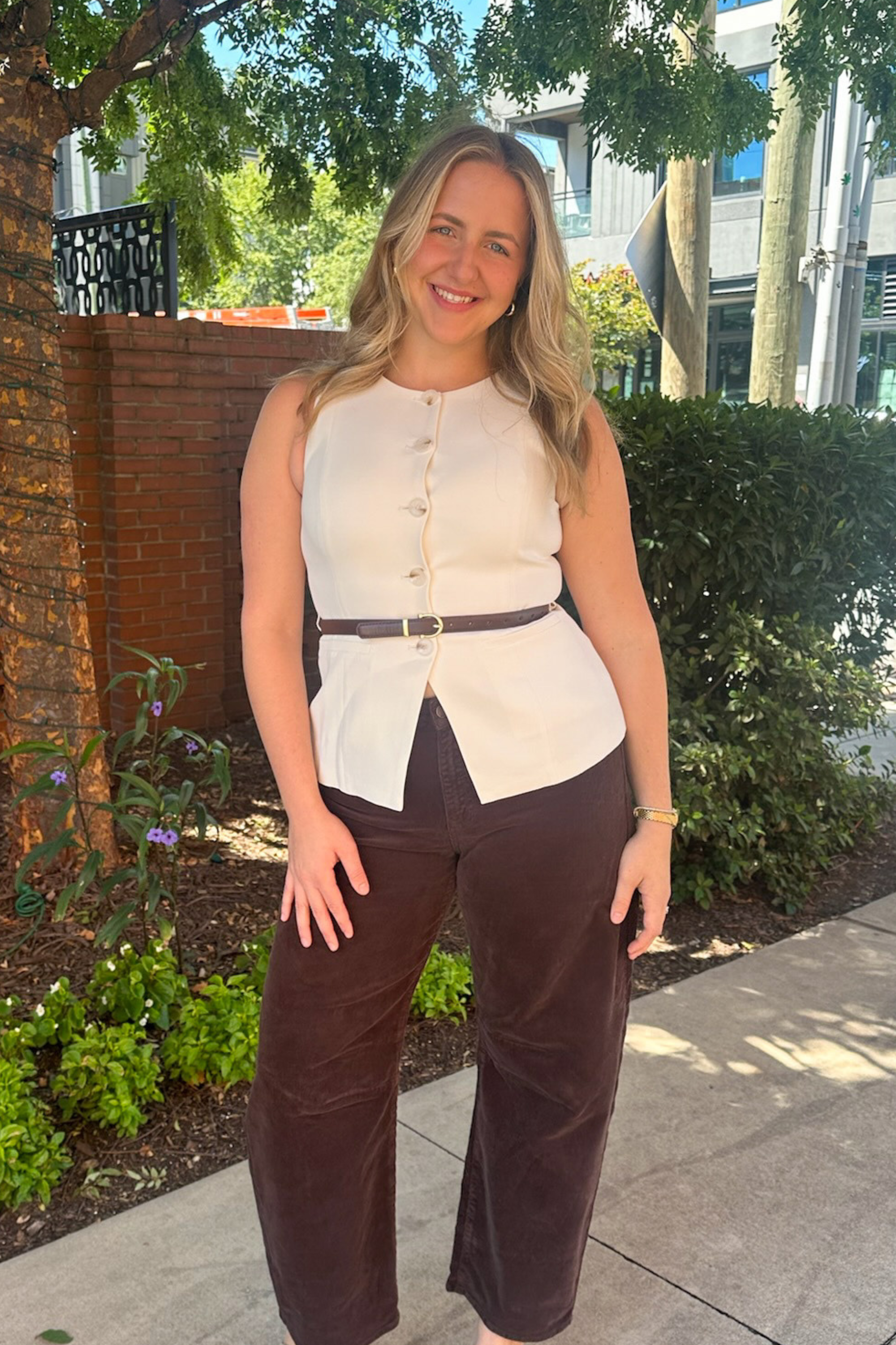 Anna Belted Vest - Ivory