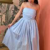 Mia Strapless Midi Dress - Light Blue