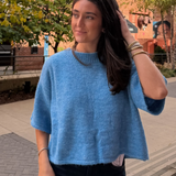 Anne Knit Cropped Sweater - Blue