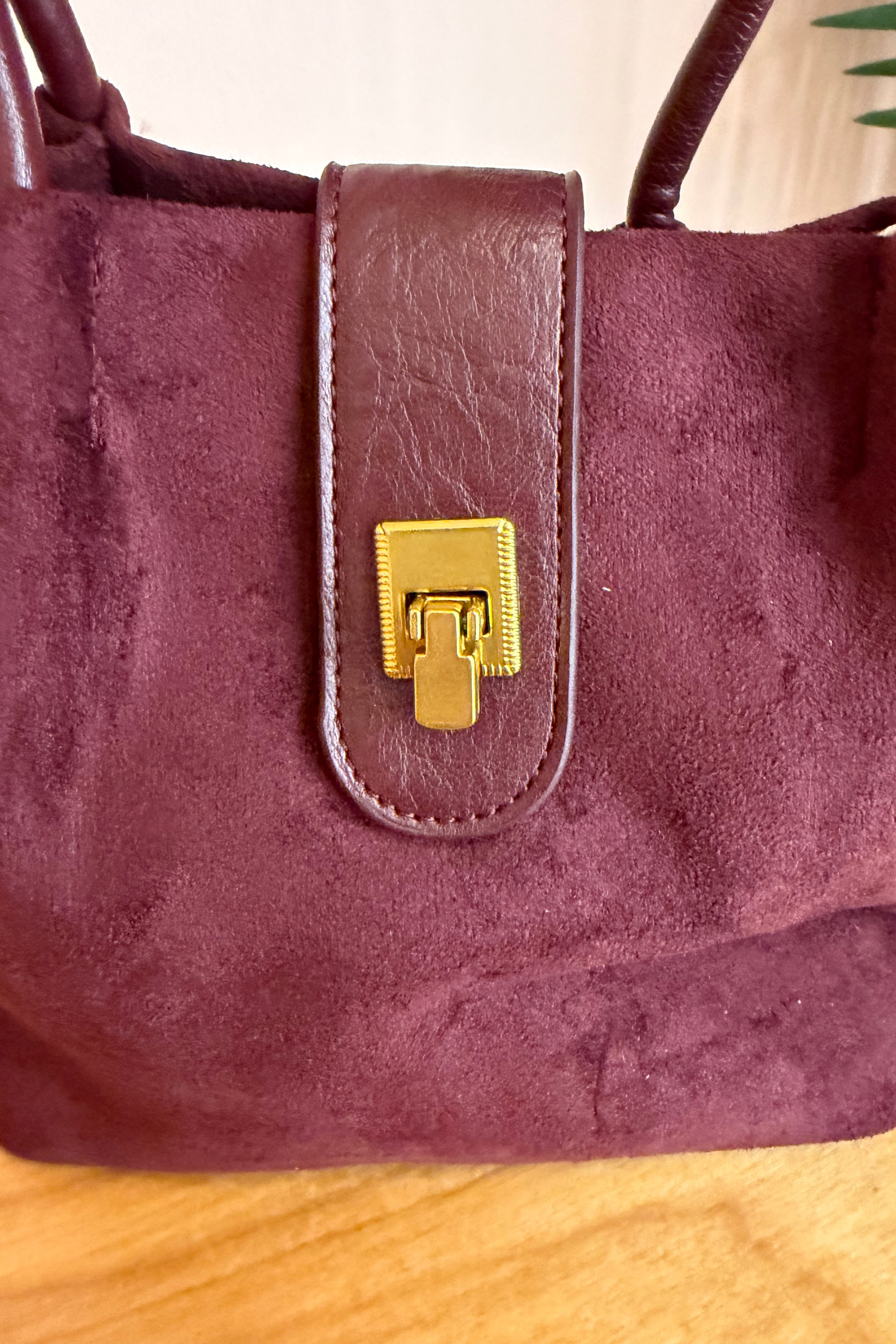 Ellie Suedelike Top Handle Crossbody - Merlot