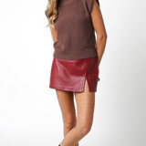 Game Day Faux Leather Skirt - Scarlet
