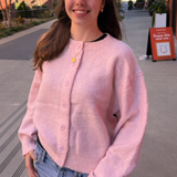 Mary Knit Button Up Cardigan Sweater - Pink