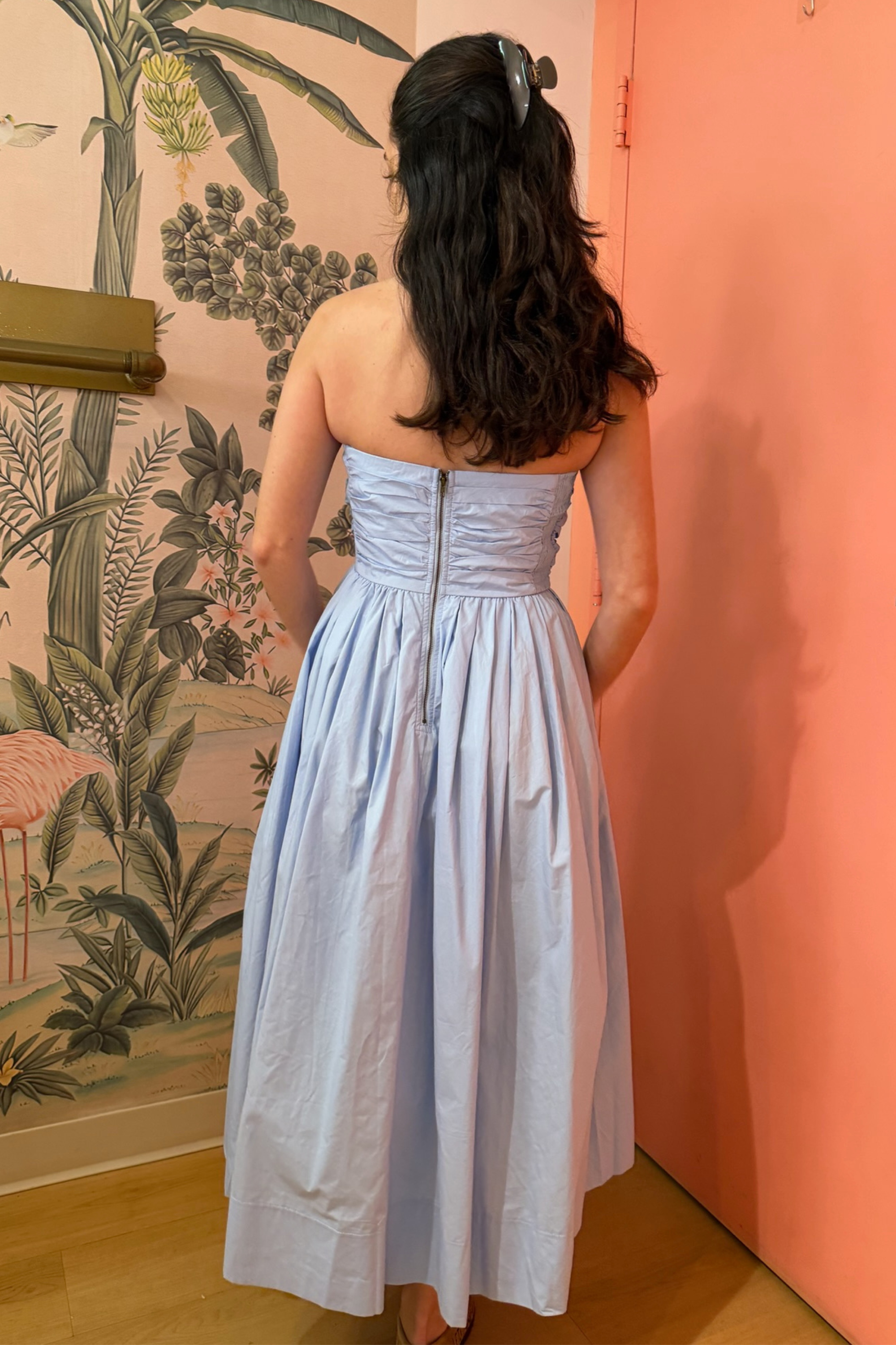 blue strapless dress midi Fortunate One