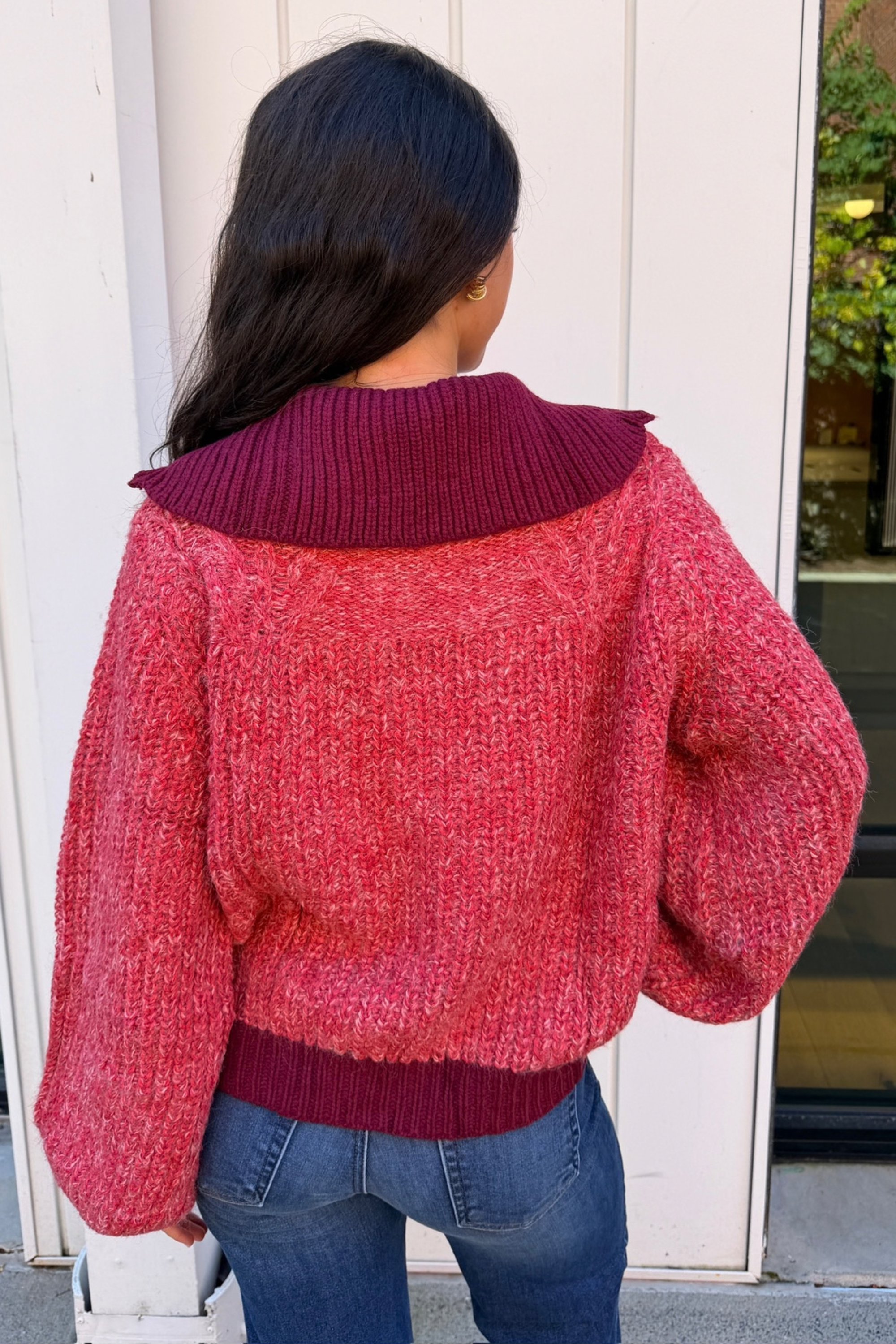 Aliza Stitch Cardigan Sweater - Cherry Red