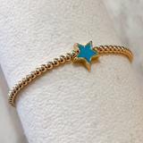 Enamel Star Bead Bracelet - Teal