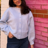 Mary Knit Button Up Cardigan Sweater - Blue