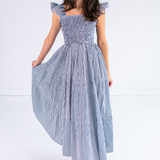 Erin Tie Back Maxi Dress - Mini Stripe Navy