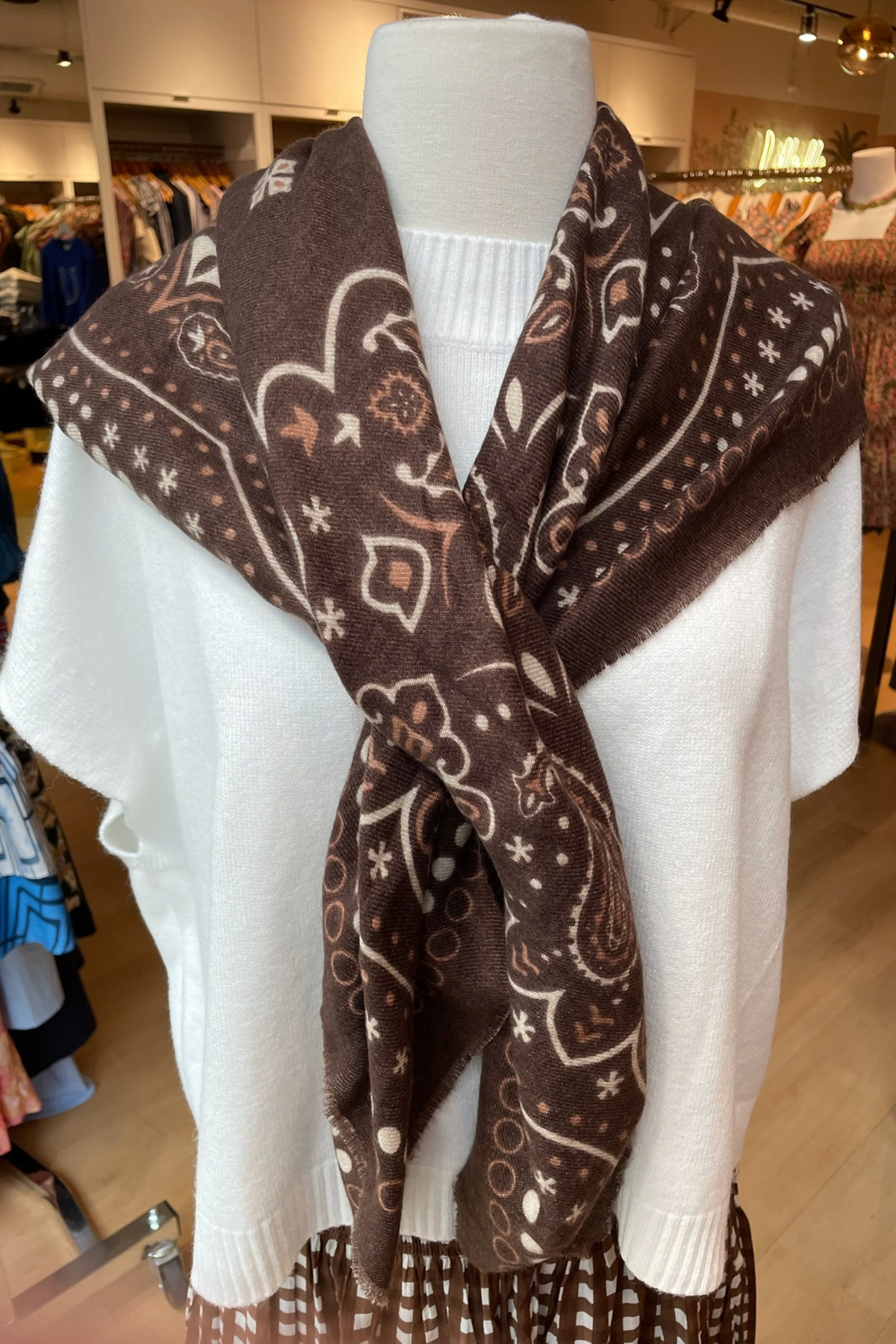 Bandana Square Scarf - Brown