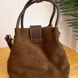 Ellie Suedelike Top Handle Crossbody - Chocolate