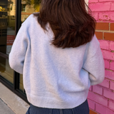 Mary Knit Button Up Cardigan Sweater - Blue