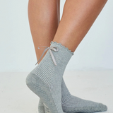 Juliet Ruffle Grip Socks - Grey