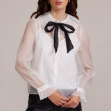 Garance Bow Button Down Blouse - White