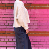 Nat Silky Slip Skirt - Navy Blue