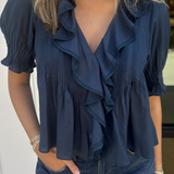 Clover Ruffle Top - Blueberry