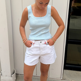 Ava 4" Inseam HR A-Line Short - White