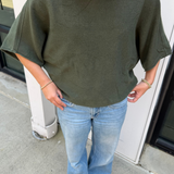 Mia Crewneck Batwing Sweater - Olive