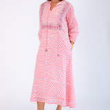 Sammy Long Sleeve Caftan Maxi - Fishnet Coral