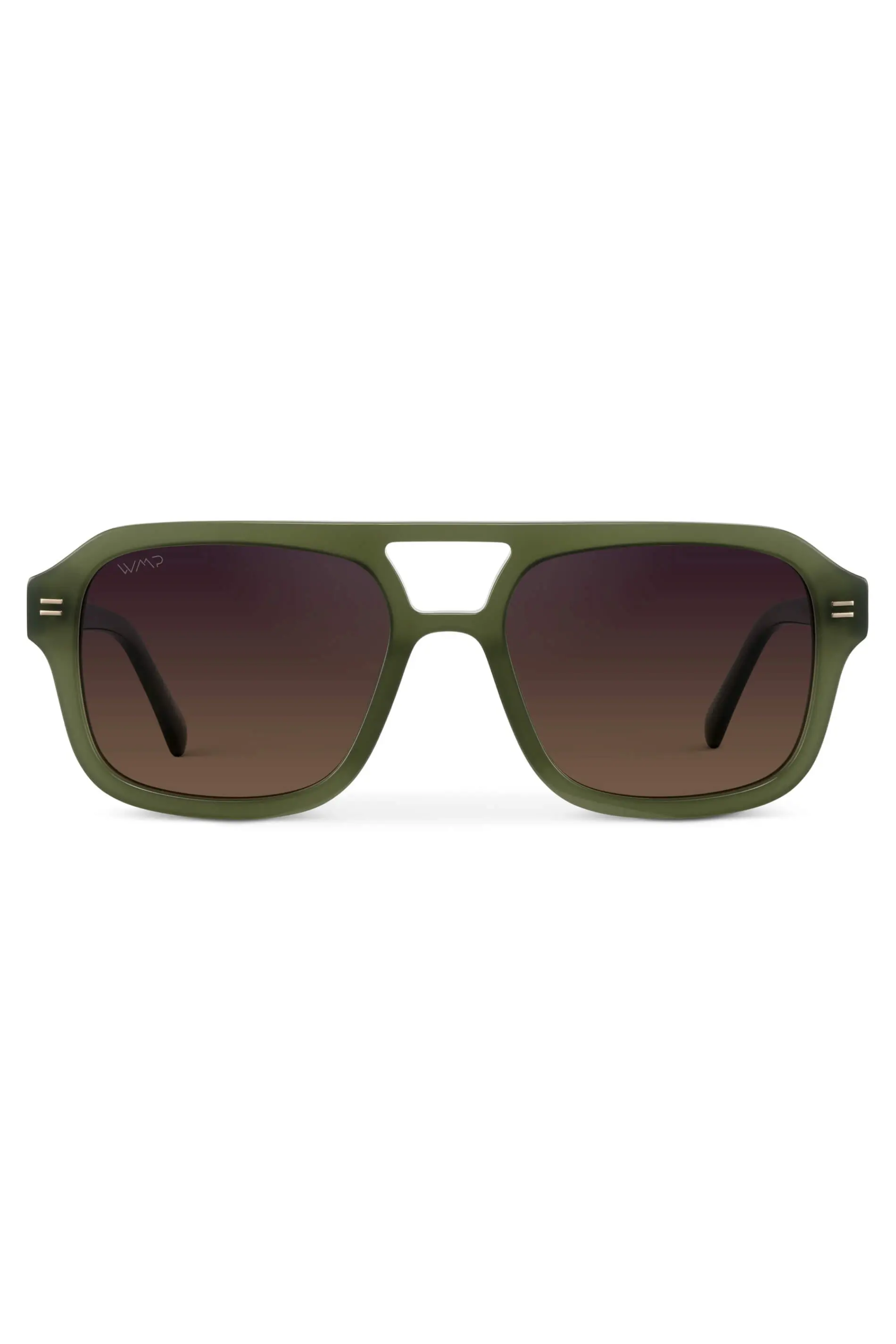 Sydney Aviator Sunglasses - Milky Olive Green/Sunset Gradient Lens