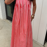 Gigi Striped Maxi Dress - Pink/Red