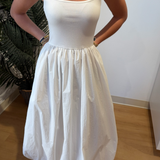 Theodore Mixed Media Maxi Dress - Blanc