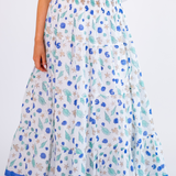 Lucy Smocked Maxi Skirt - Seashells Cornflower