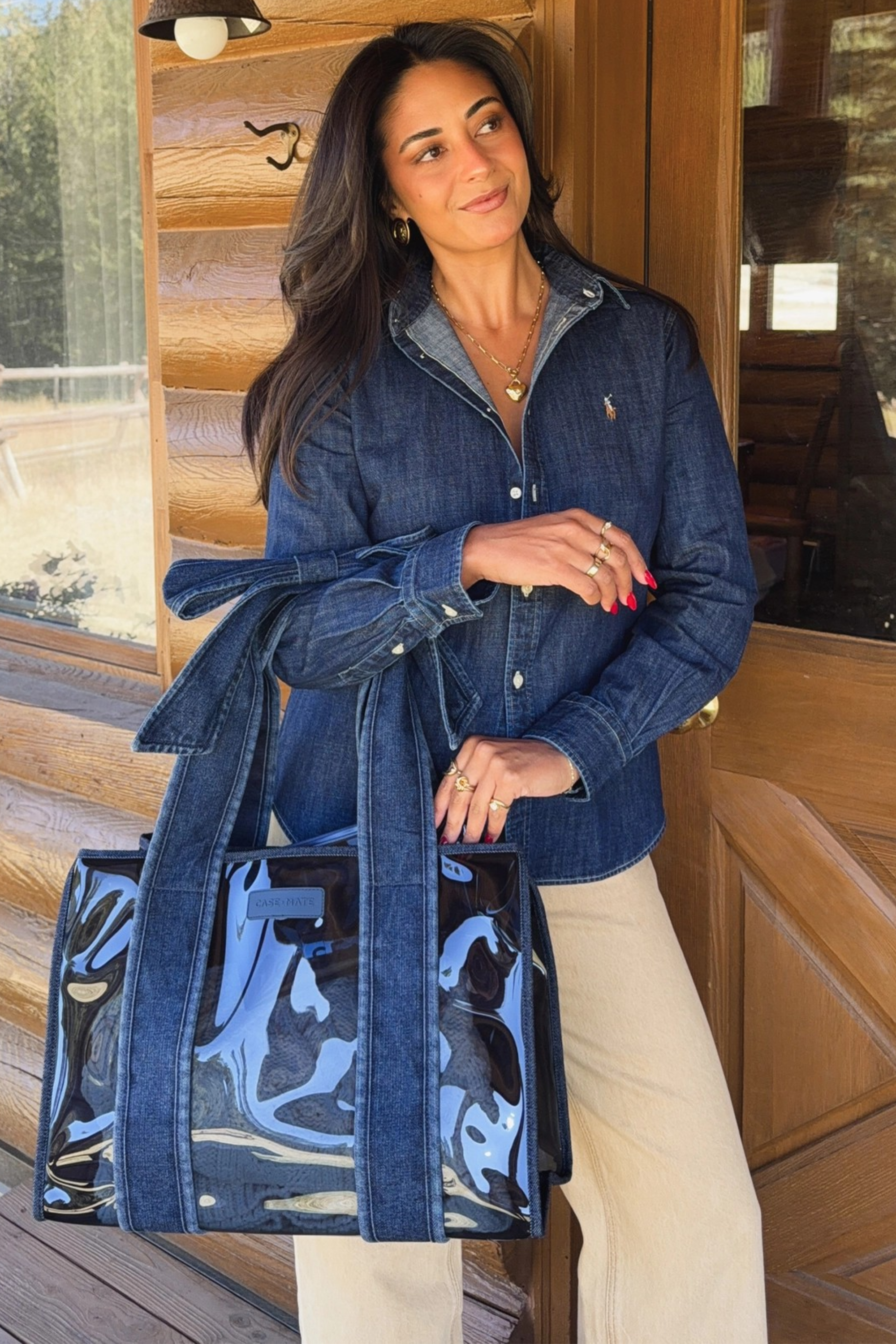 Classic Jelly Tote Bag - Denim Bow