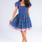 Lil Smocked Mini Dress - Garden Mix Blue Green