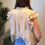 Meg Linen Ruffle Top - New Khaki