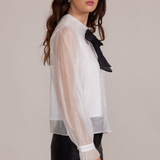 Garance Bow Button Down Blouse - White