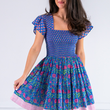 Lil Smocked Mini Dress - Garden Mix Blue Green
