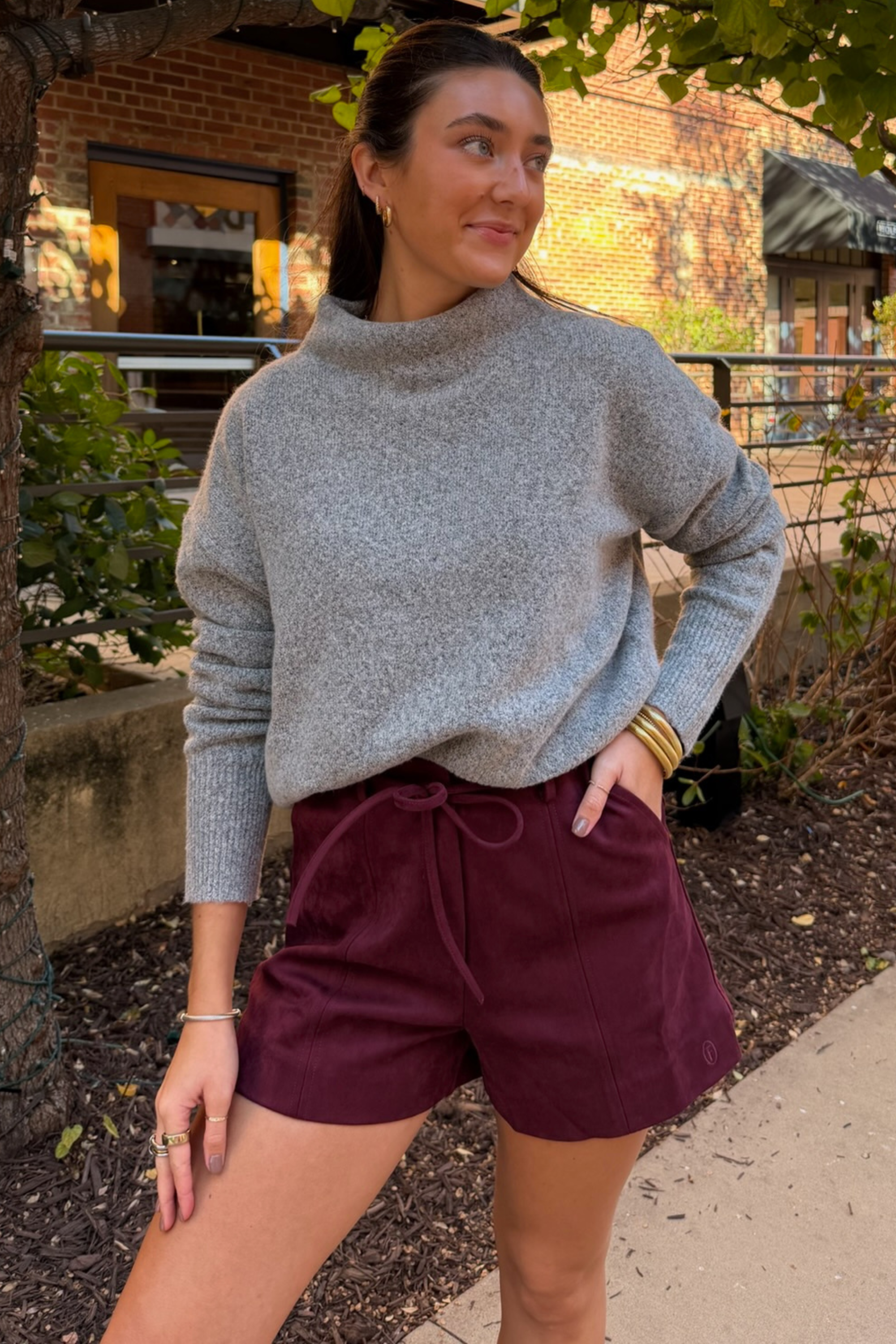 Ginette Leather Shorts - Bordeaux