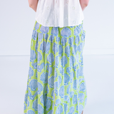 Britt Smocked Maxi Skirt - Shells Lime Navy