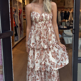 Ronnie Tiered Maxi Dress - Cream/Rust
