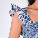 Erin Tie Back Maxi Dress - Mini Stripe Navy